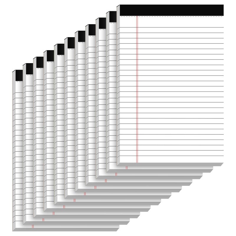 Nichela 10 Pack of Legal Pad Writing Pads 5"" x 8"" Notepad 80gsm Recycled Paper Small Legal Pads 25 Lines Note Pads Perforated Legal Pads 30 Sheets Double-Sided Printing Legal Pads for School, College, Office - Image 1